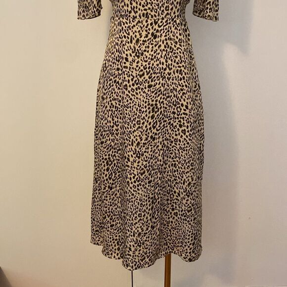 Showroom Leopard Print Tie Back Midi Dress Size Large - Picture 4 of 14